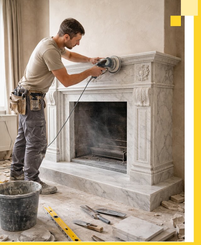 Изготовление и установка мраморных каминов в Вологде под ключ