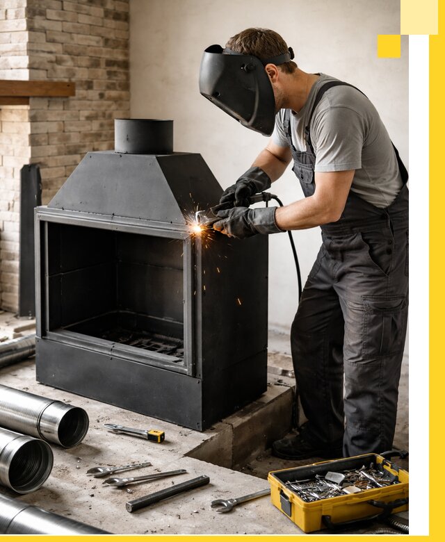 Продажа и установка металлических каминов в Вологде под ключ