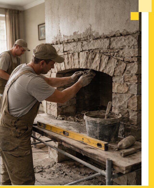 Изготовление каминов под ключ в Вологде, монтаж и отделка