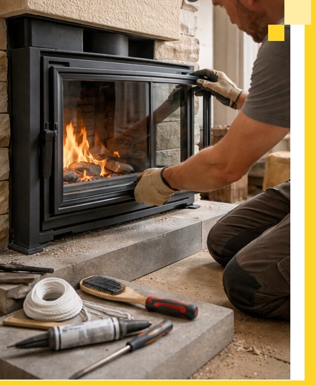 Производство, монтаж и доставка каминов со стеклом в Вологде