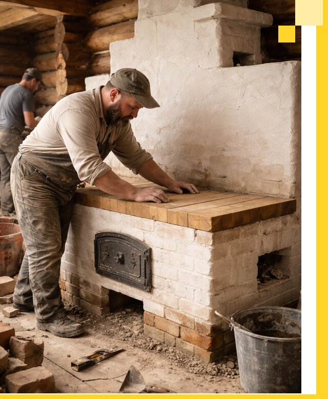 Проектирование и установка русской печи с лежанкой в Вологде