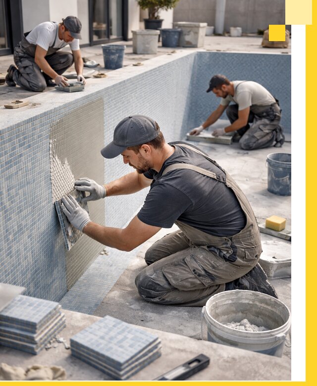 Облицовка бассейнов в Вологде плитка мозаика гидроизоляция