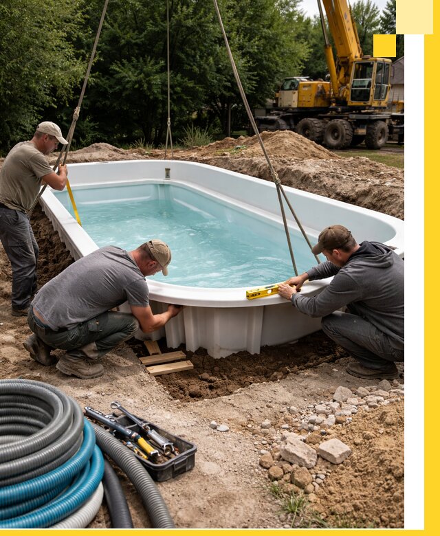 Установка и монтаж композитных бассейнов под ключ в Вологде