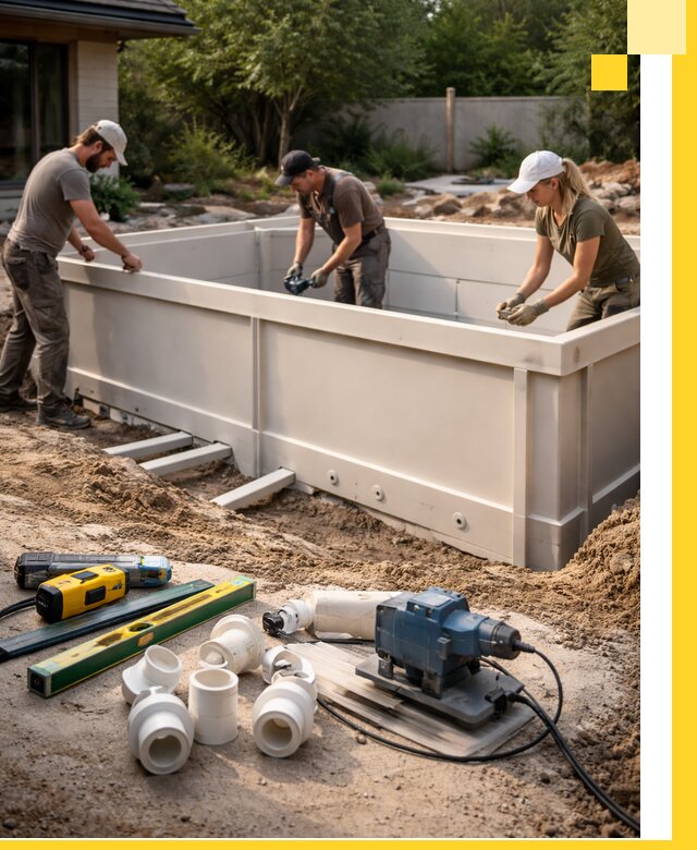 Установка полипропиленовых бассейнов под ключ в Вологде