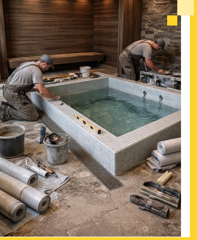 Установка и строительство бассейнов для сауны в Вологде