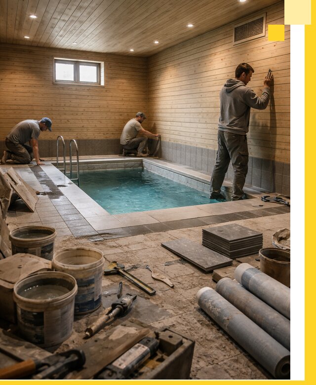 Строительство бани с бассейном и сауной под ключ в Вологде