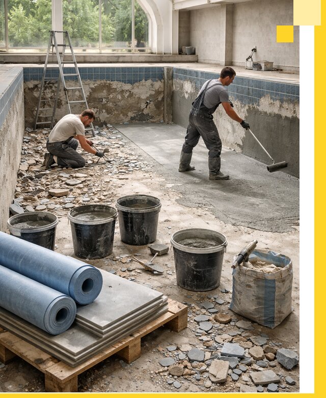 Реконструкция бассейнов в Вологде: ремонт, гидроизоляция