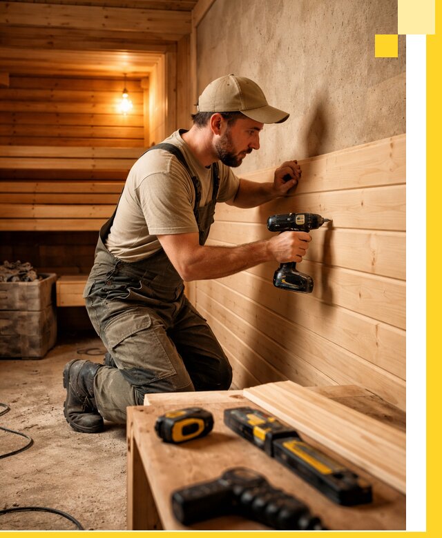 Профессиональная внутренняя отделка бани в Вологде под ключ