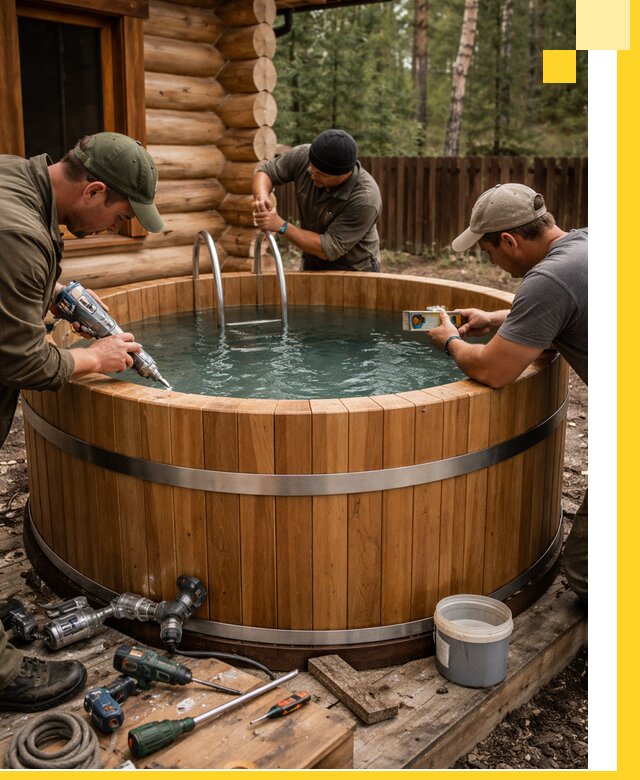 Строительство бань с купелью под ключ и отделкой в Вологде