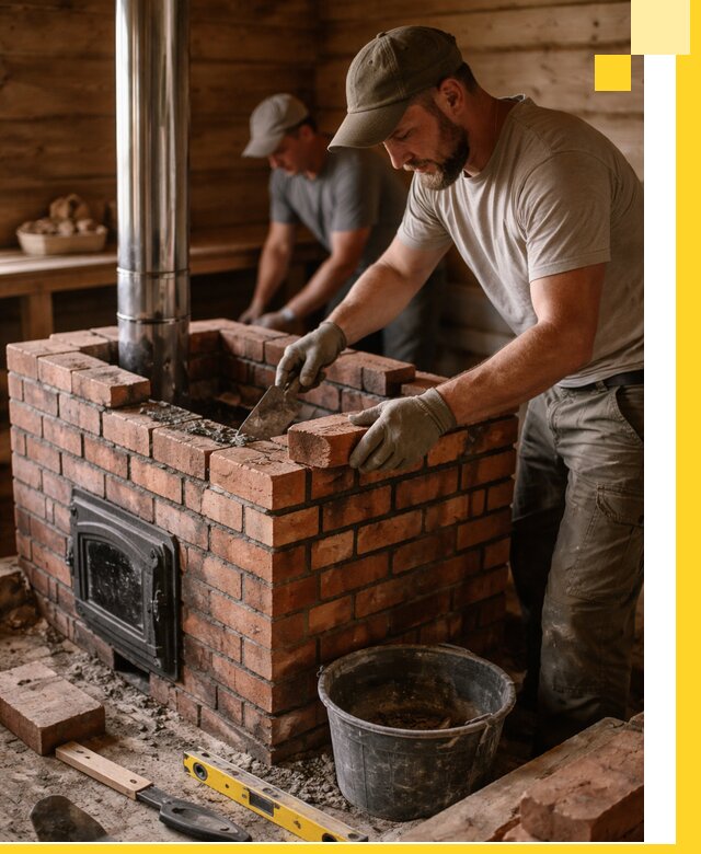 Кирпичные печи для бани под ключ в Вологде, проект и монтаж