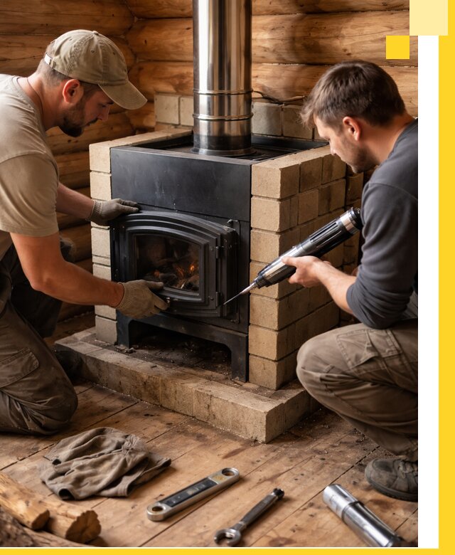 Монтаж и установка печи в бане под ключ с гарантией в Вологде