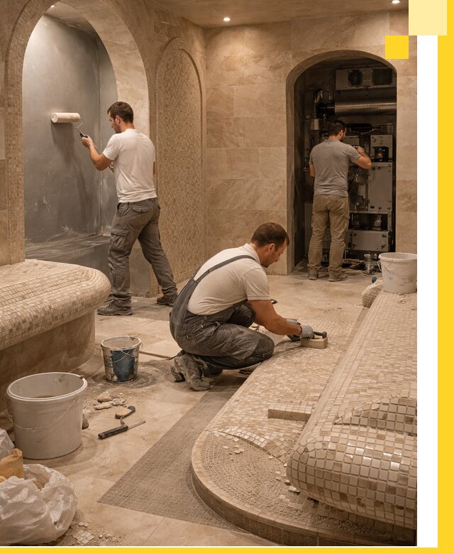 Строительство бани с хамамом и бассейном под ключ в Вологде