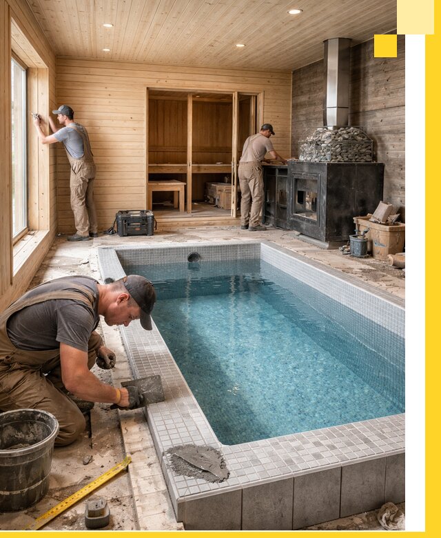 Проект бани с бассейном и сауной в Вологде под ключ