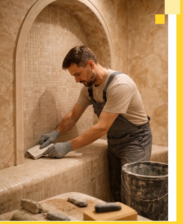 Профессиональная отделка хамамов с мозаикой под ключ в Вологде