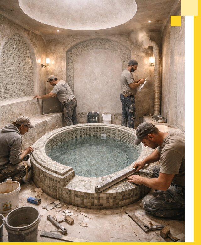 Профессиональное строительство хамама с бассейном в Вологде под ключ