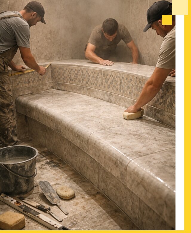 Изготовление и установка сидений для хамама в Вологде