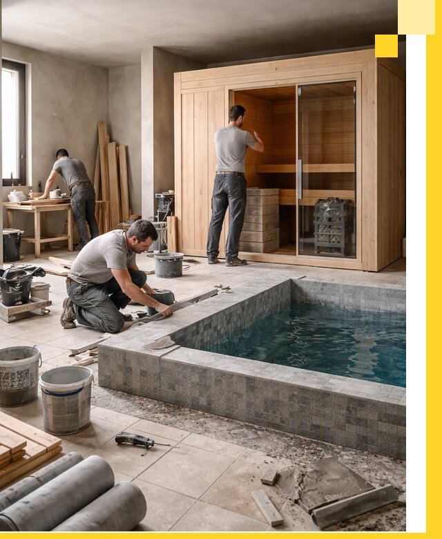 SPA зоны под ключ с бассейном сауной и печью в Вологде